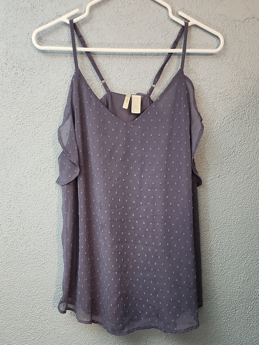 Japna Lavender Spotted Ruffle Cami Tank